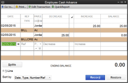 Cash Advance workflow for Tallie in QuickBooks Desktop