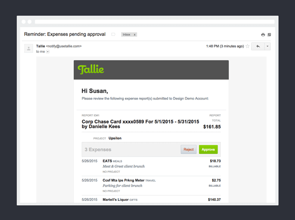 Tallie Approve Email